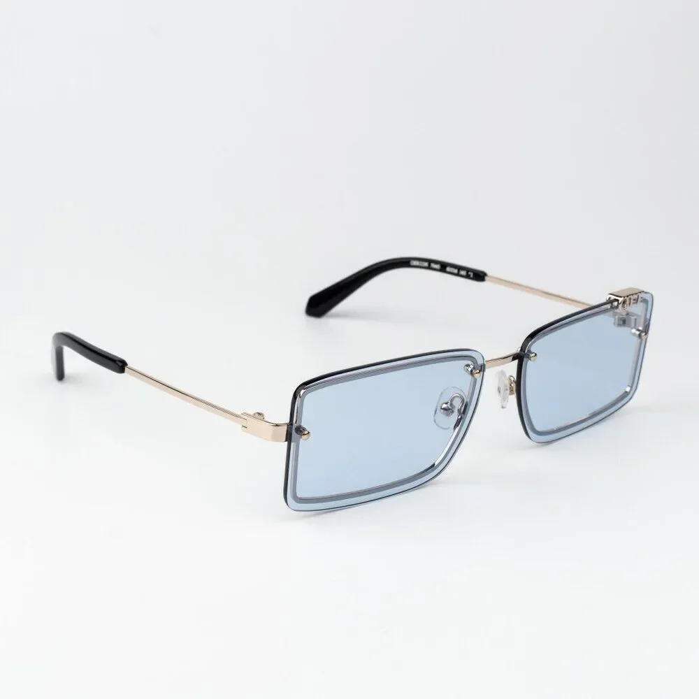 SALE!!! Off-White TAMPA Men Sunglasses Gold Blue Rectangular OERI13N TAMPA 7640